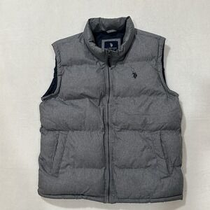 US Polo Assn Puffer Vest Men's Size M Gray Pockets